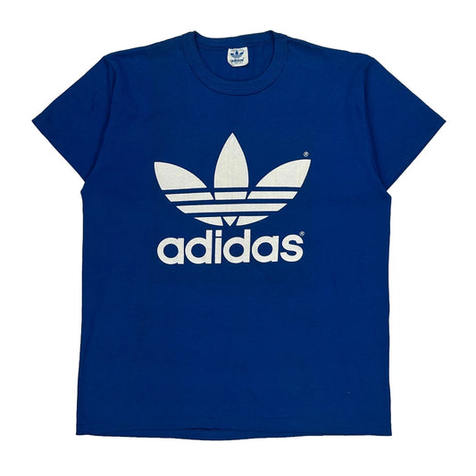 Vintage Adidas Single Stitch T-Shirt - Large Blue Cotton