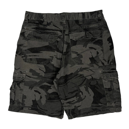 Vintage Wrangler Camo Cargo Shorts - 34W 10L Grey Cotton