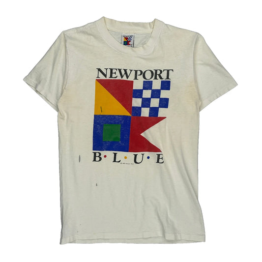 Newport Blue Single Stitch T-Shirt - Medium Multicoloured Cotton