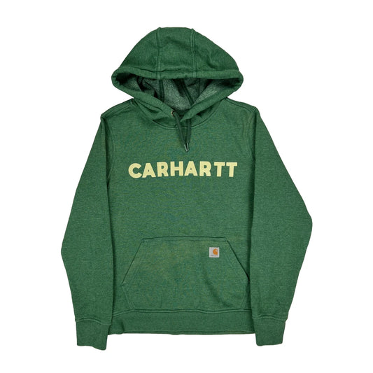 Carhartt Spellout Hoodie - Medium Green Cotton Blend
