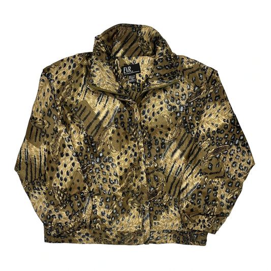 1980'S Evr Animal Print Shell Jacket - XL Brown Polyester