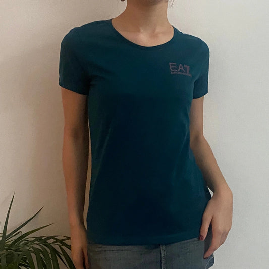 Vintage teal Emporio Armani T-Shirt - womens medium