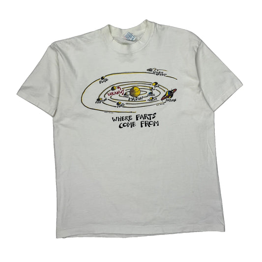 Humorous Tee Jays Graphic T-Shirt - XL White Cotton