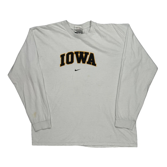 Iowa Nike College Long Sleeve T-Shirt - XL White Cotton