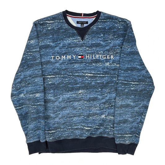 Tommy Hilfiger Spellout Sweatshirt - XL Blue Cotton