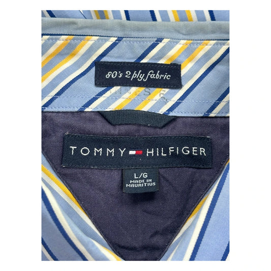 Wrangler Striped Short Sleeve Shirt - XL Blue Cotton