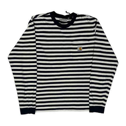 Carhartt Striped Long Sleeve T-Shirt - Large Black & White Cotton