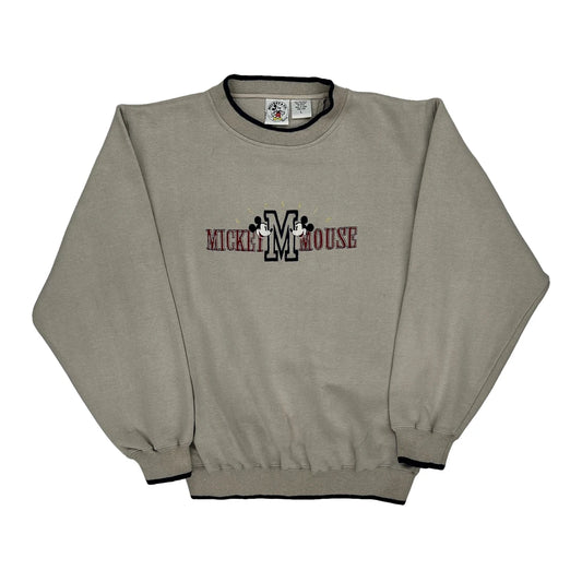 Mickey Mouse Disney Graphic Sweatshirt - Large Grey Polyester Blend