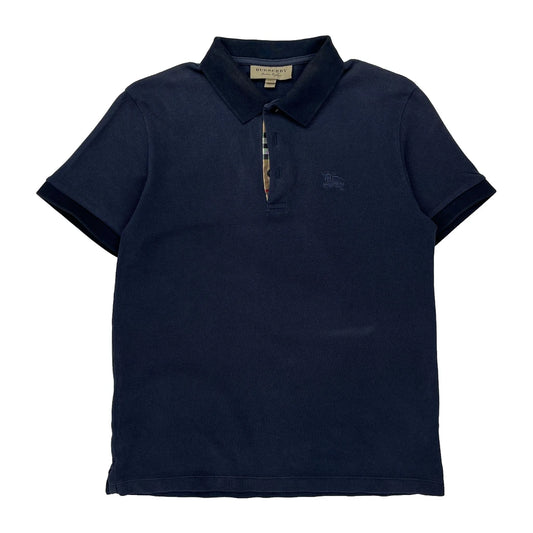 Burberry London Polo Shirt - Medium Navy Cotton
