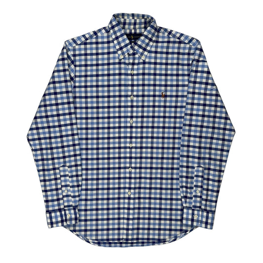 Slim Fit Ralph Lauren Checked Shirt - Large Blue Cotton