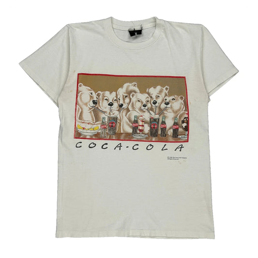 Polar Bears Coca-Cola Graphic T-Shirt - Medium White Cotton
