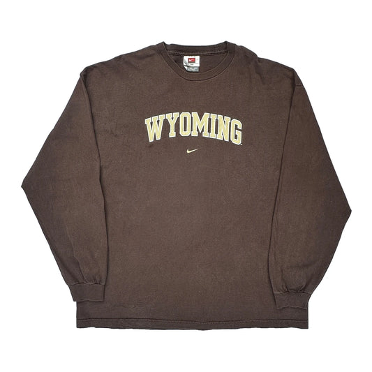 Nike Long Sleeve T-Shirt - 2XL Yellow Cotton