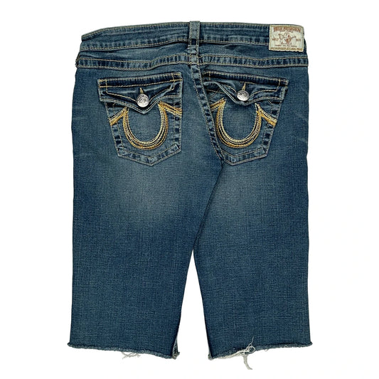 Made In Usa True Religion Denim Shorts - 34W UK 12 Dark Wash Cotton Blend