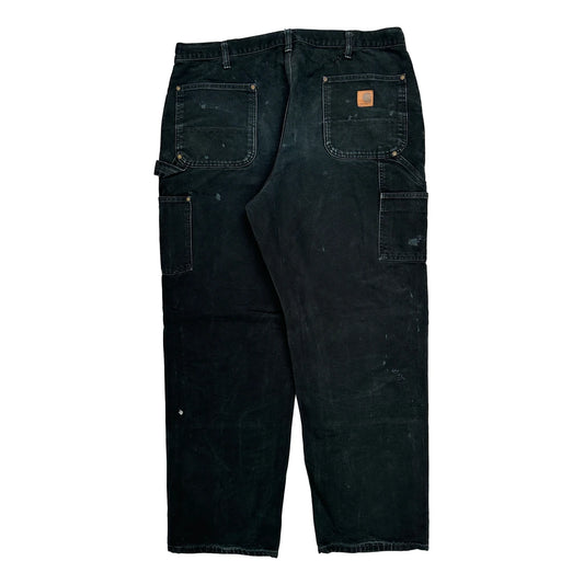 Original Dungarees Fit Carhartt Double Knee Carpenter Trousers - 38W 32L Black Cotton