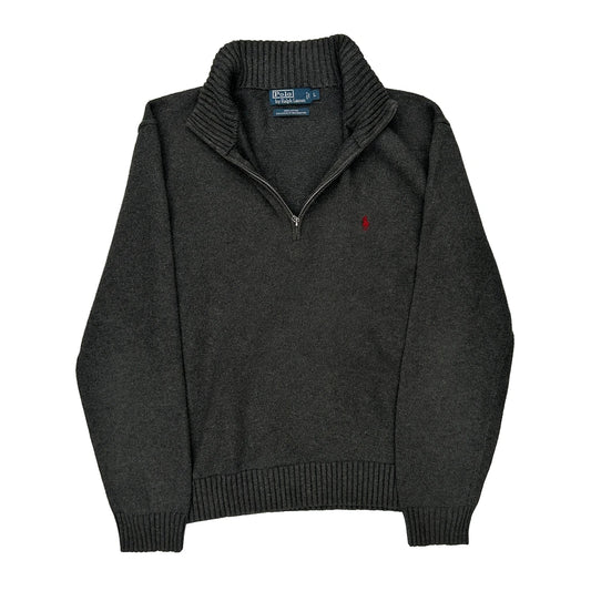 Polo By Ralph Lauren 1/4 Zip - Large Grey Cotton