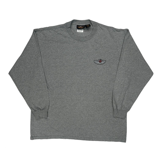 100 Years Of Great Motorcycles Harley Davidson Graphic Long Sleeve T-Shirt - XL Grey Cotton