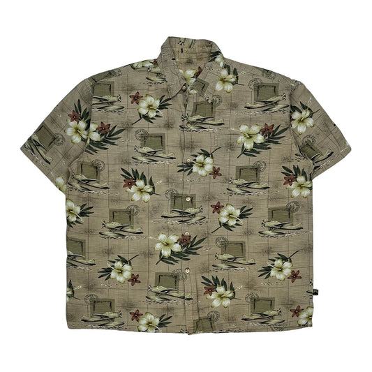 Unbranded Hawaiian Shirt - Large Beige Cotton