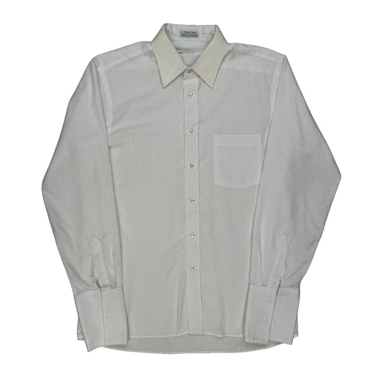 Vintage Christian Dior Pinstripe Shirt - Medium White Cotton Blend