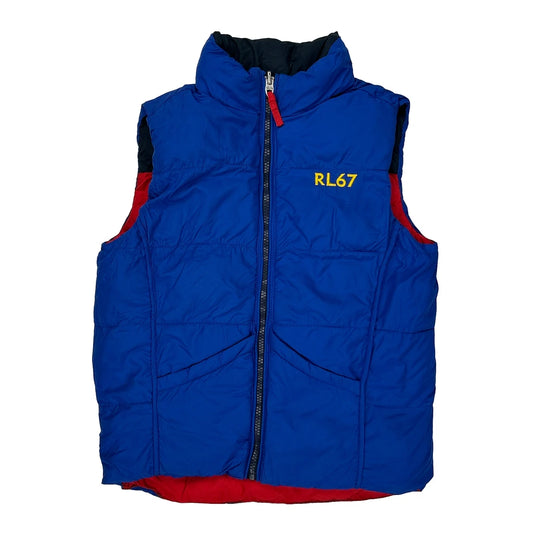 Age 6-7, Rl67 Ralph Lauren Reversible Gilet - Small Blue Polyester