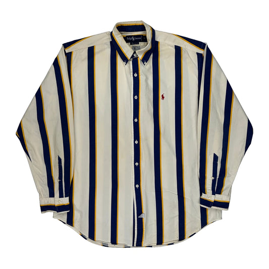 Ralph Lauren Striped Shirt - Large Blue Cotton