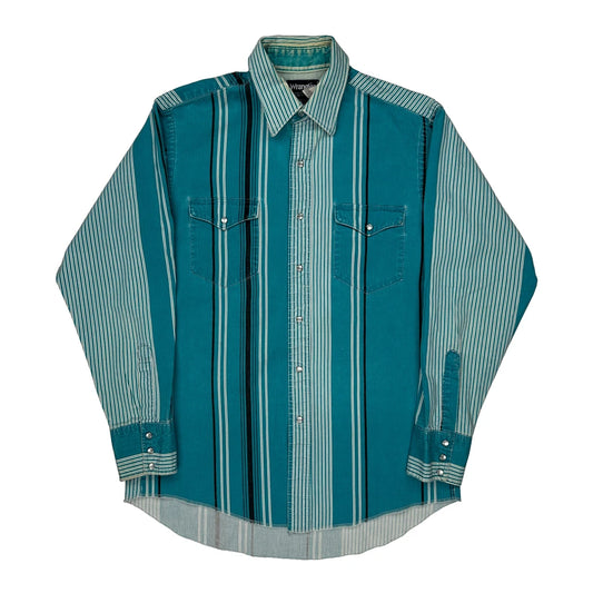Wrangler Striped Shirt - Medium Blue Cotton