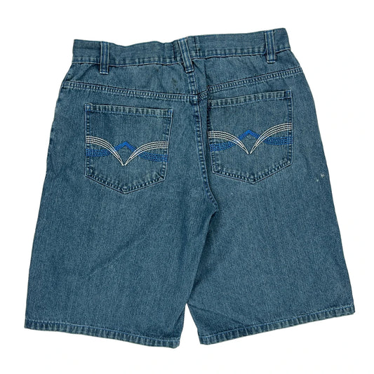 Qruel Denim Shorts - 34W 12L Blue Cotton