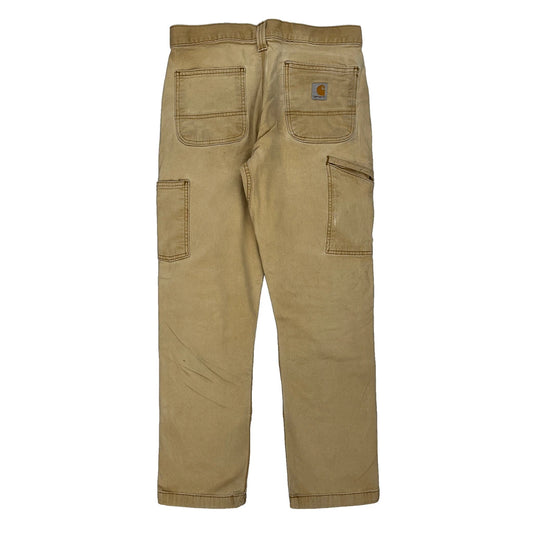 Carhartt Double Knee Trousers - 31W 29L Beige Cotton Blend