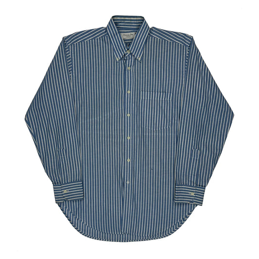 Vintage Christian Dior Striped Shirt - Medium Blue Cotton Blend