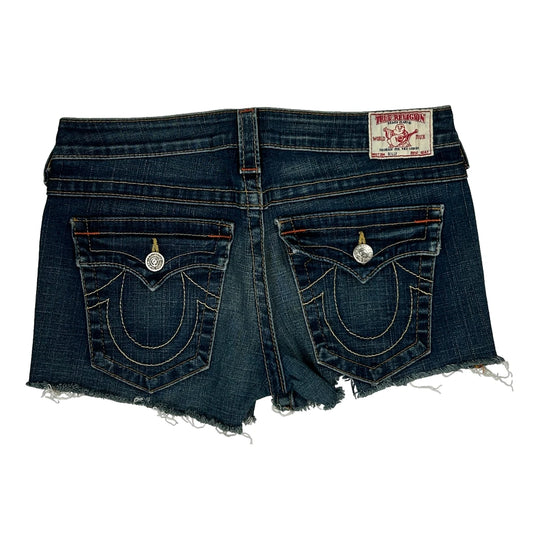 True Religion Denim Shorts - 31W UK 10 Dark Wash Denim