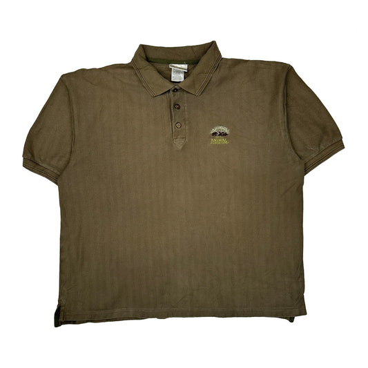 Vintage Animal Kingdom Disney Graphic Polo Shirt - XL Brown Cotton