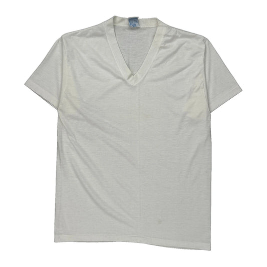 Blank Cal Cru Single Stitch T-Shirt - Large White Polyester