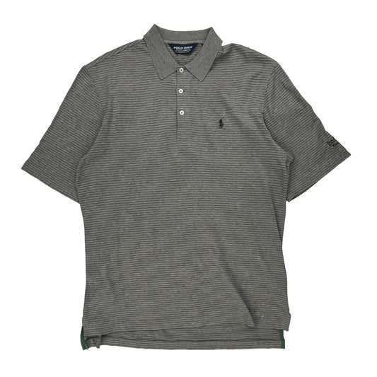 Ralph Lauren Striped Polo Shirt - Medium Grey Cotton