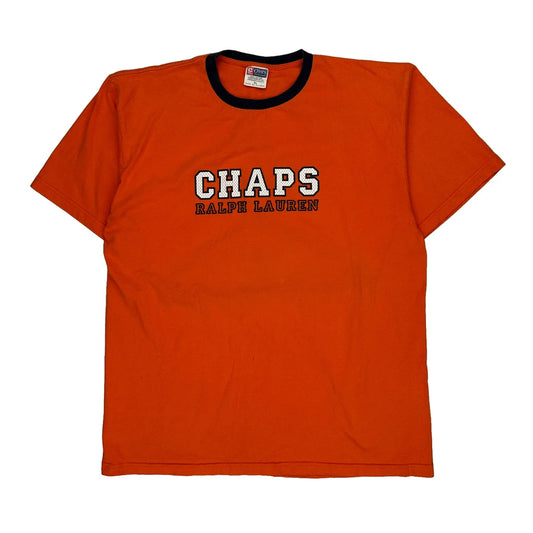 Chaps Ralph Lauren Spellout T-Shirt - XL Orange Cotton