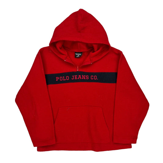 Made In USa Polo By Ralph Lauren Spellout Fleece - Small Red Polyester