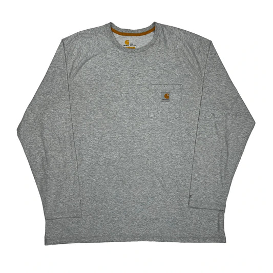 Relaxed Fit Carhartt Long Sleeve T-Shirt - 2XL Grey Cotton Blend