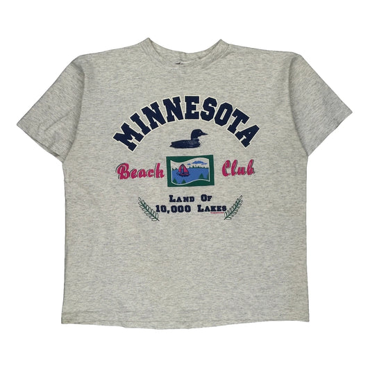 Minnesota Beach Club Ross Single Stitch T-Shirt - Large Grey Cotton