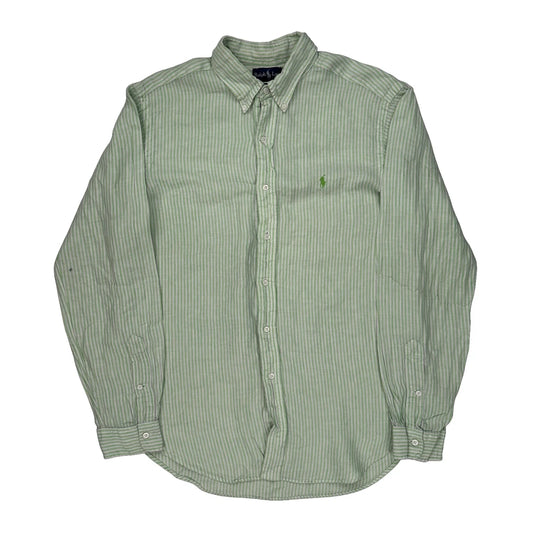 Ralph Lauren Striped Shirt - Large Green Linen
