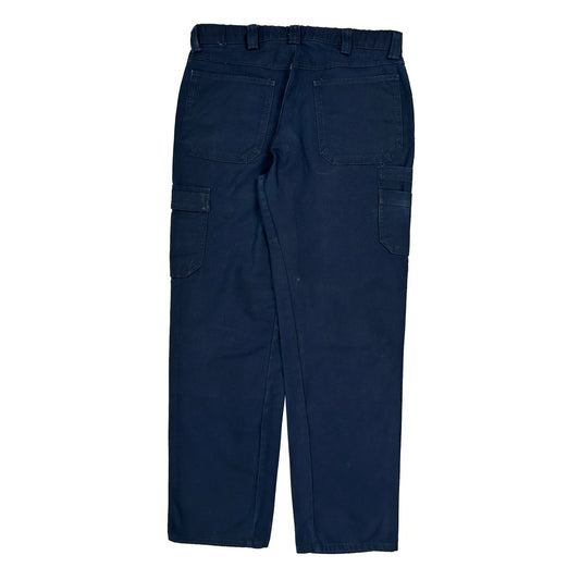 Vintage Red Kap Workwear Cargo Trousers - 34W 31L Navy Polyester Blend