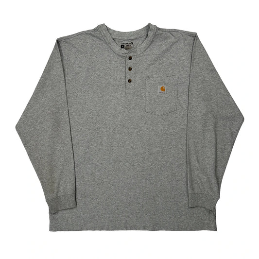 Loose Fit Carhartt Long Sleeve T-Shirt - XL Grey Cotton