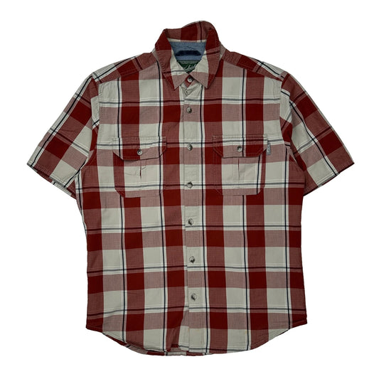 Woolrich Checked Short Sleeve Shirt - Medium Red Cotton