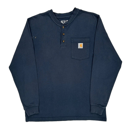 Carhartt Long Sleeve T-Shirt - Medium Navy Cotton