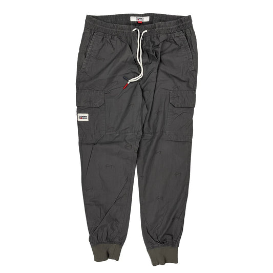 Vintage Drawstring Waist Tommy Jeans Cargo Joggers - Large Grey Cotton