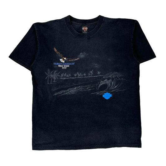 Daytona Beach, Florida Harley Davidson Graphic T-Shirt - XL Black Cotton