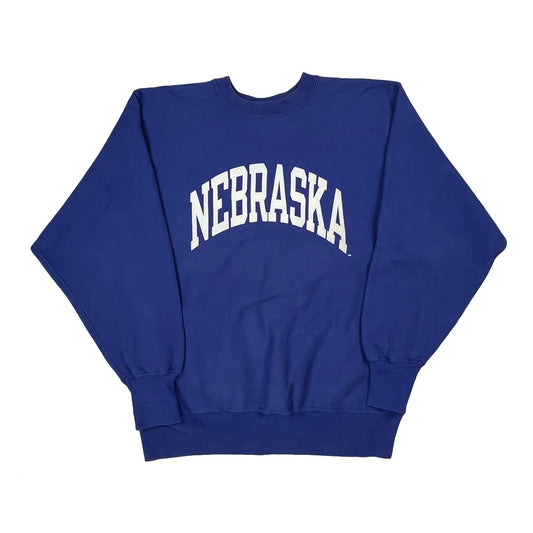 Vintage Reverse Weave Nebraska Champion College Sweatshirt - XL Blue Cotton