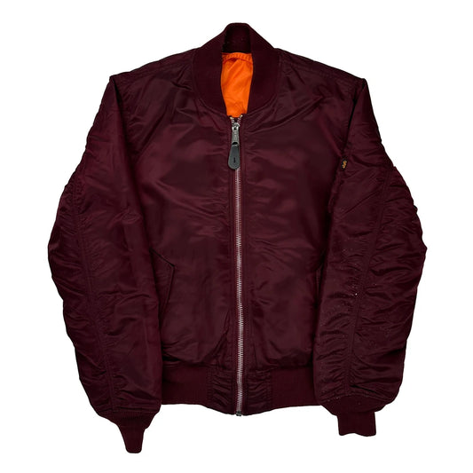 Ma-1 Alpha Industries Reversible Bomber Jacket - Small Burgundy Nylon