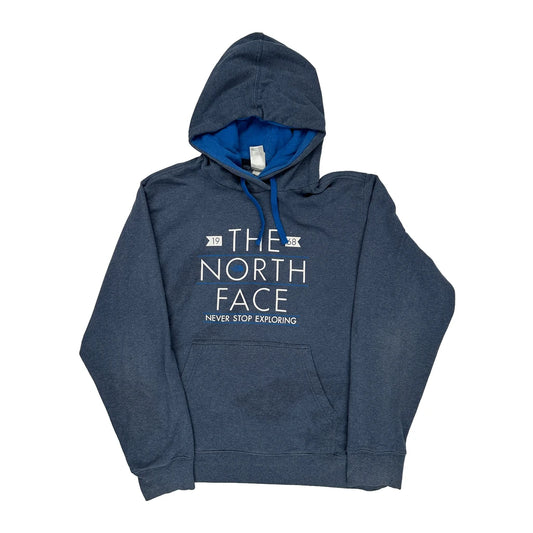 The North Face Spellout Hoodie - XL Blue Cotton Blend