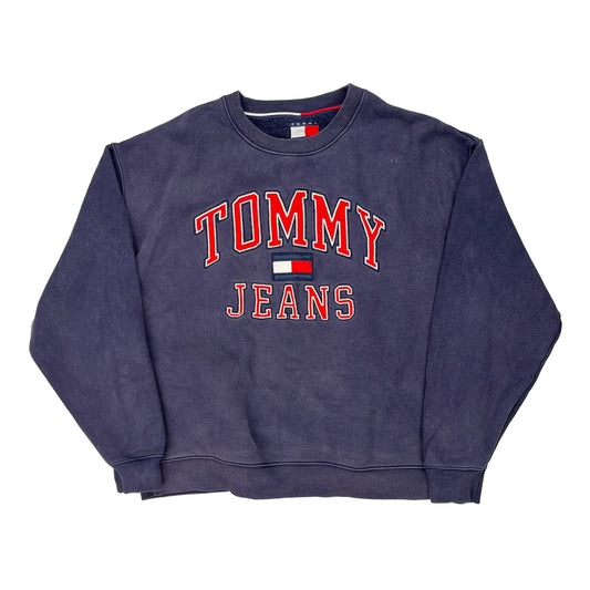 Tommy Jeans Spellout Sweatshirt - XL Navy Cotton