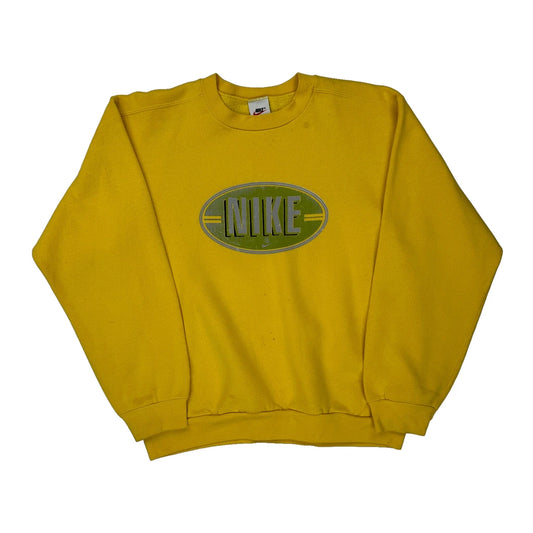 Nike Spellout Sweatshirt - Large Yellow Cotton