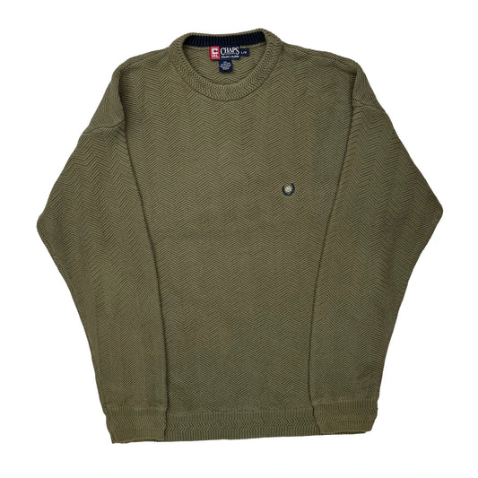 Chaps Ralph Lauren Herringbone Jumper - Large Green Cotton