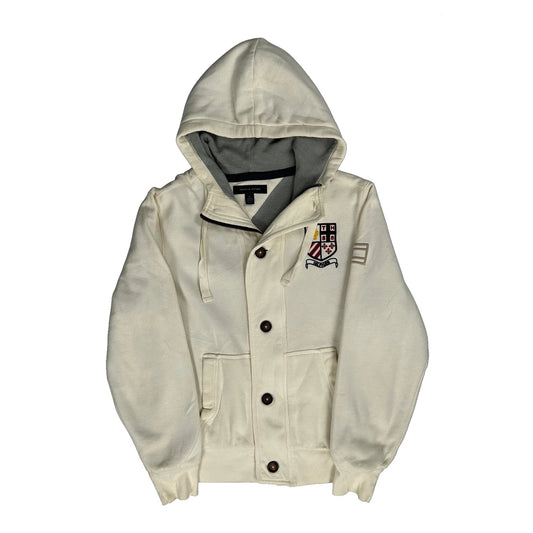 Crest Logo Tommy Hilfiger College Hoodie - Small Cream Cotton